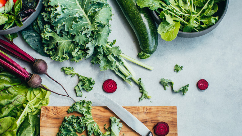 Kale, zucchini, and other salad greens 