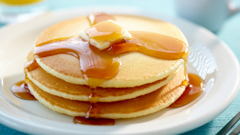 stack of pancakes with syrup