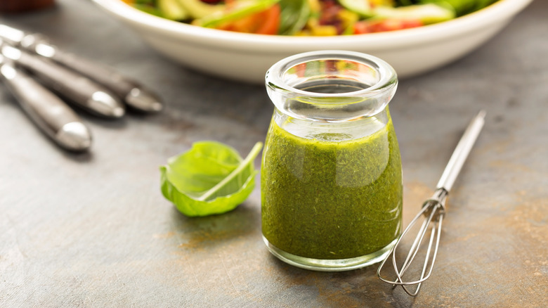 jar of green goddess salad dressing