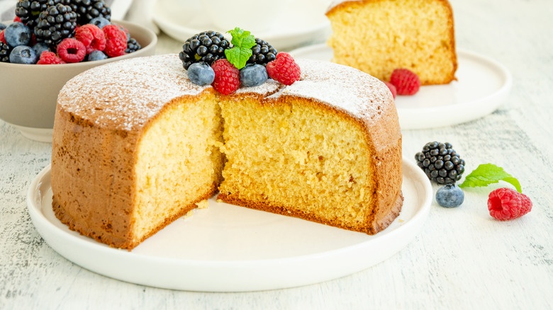 yellow cake with berries