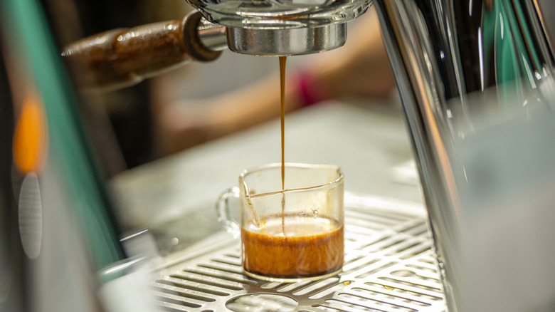 Espresso dripping from espresso machine