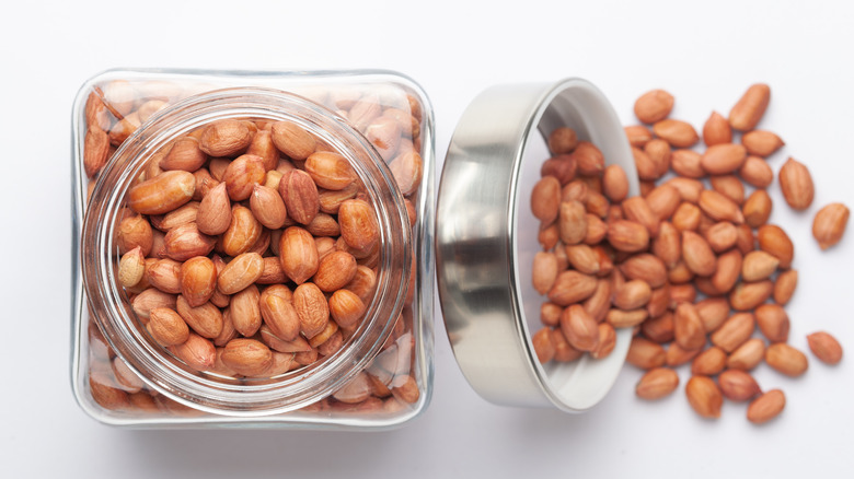 Peanuts in glass jar