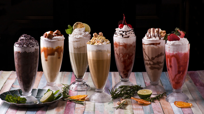 A variety of milkshakes 