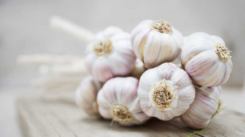 bulbs of garlic on board