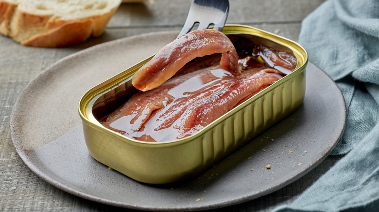 Anchovies in a can