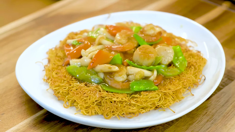 Chow mein on plate