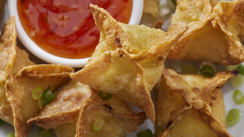 Close-up of fried wontons