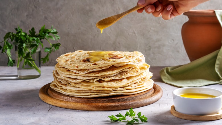 homemade indian roti with ghee