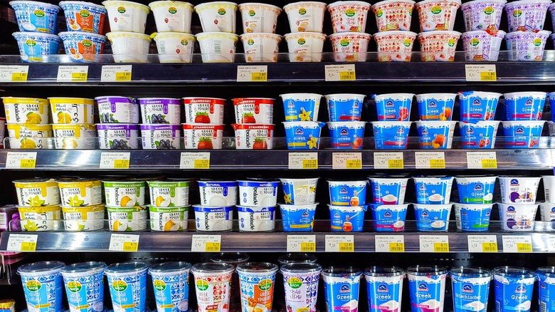 yogurt cups in dairy aisle