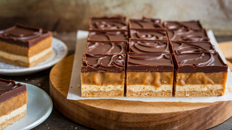 Cubes of millionaire's shortbread
