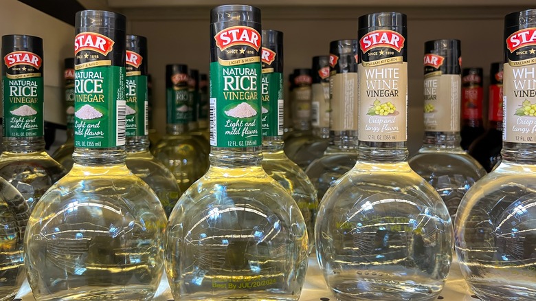 Rows of rice vinegar