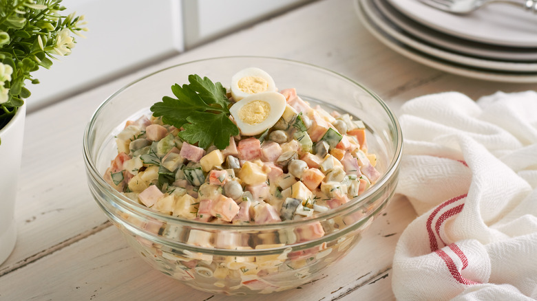 Russian salad in a bowl