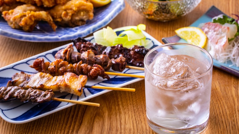 shochu with japanese food