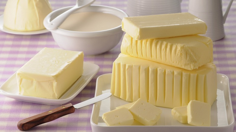 A tray with butter blocks