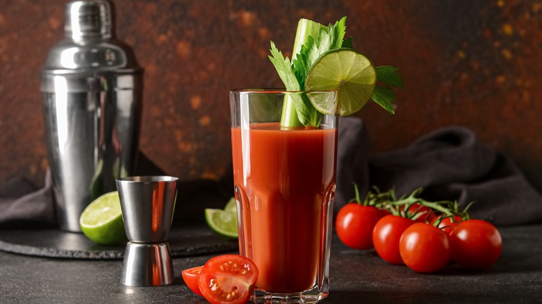 Bloody Mary with garnishes