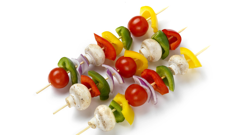 Raw vegetable skewers