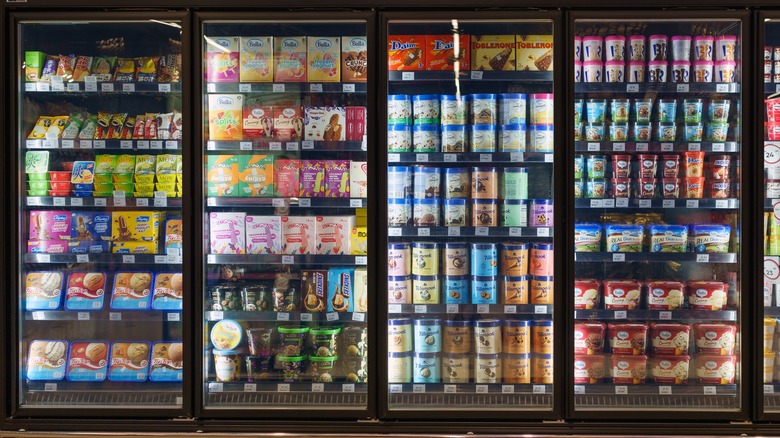 Grocery store ice cream aisle