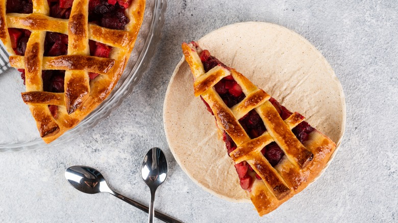 Pie slice on cream plate