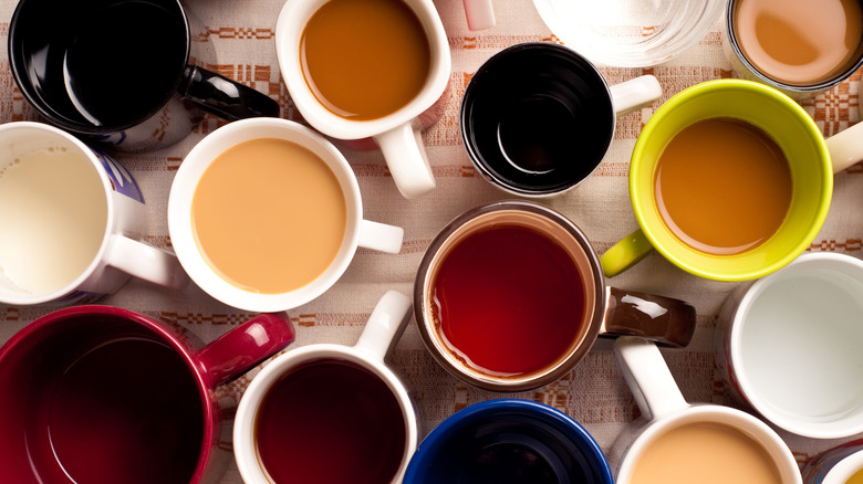 Various mugs of tea