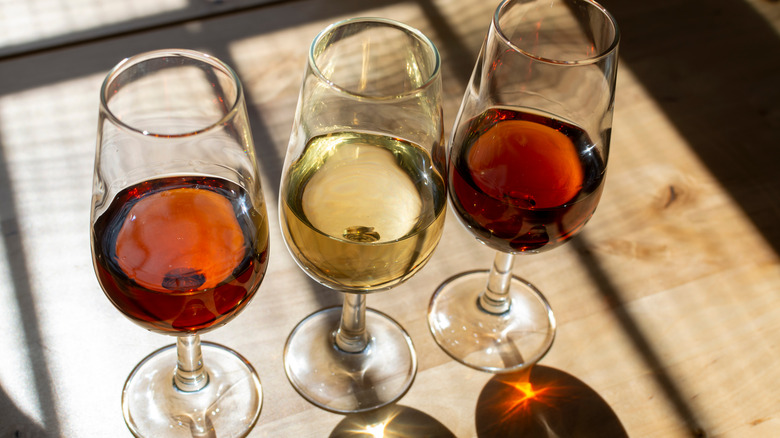 Glasses of sherry wine