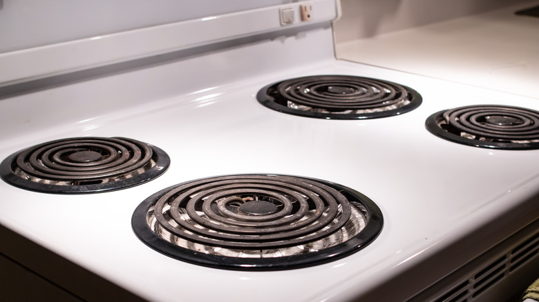 Stovetop burners on a stove