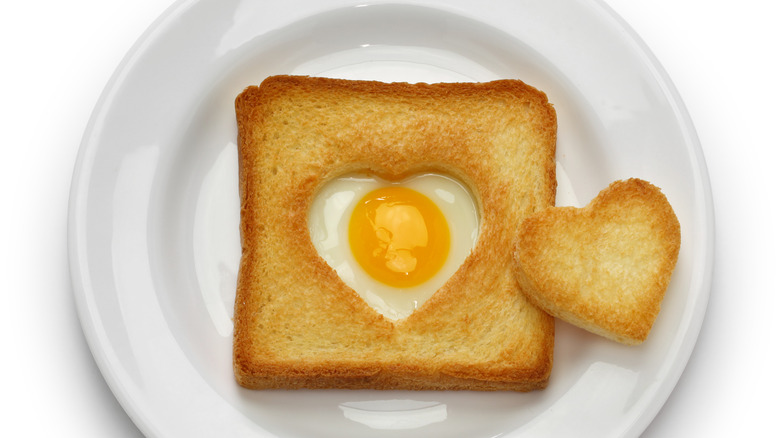 Heart-shaped egg-in-a-hole