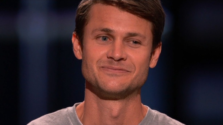 Brett Vegas smiling during the BEERMKR pitch to the Sharks