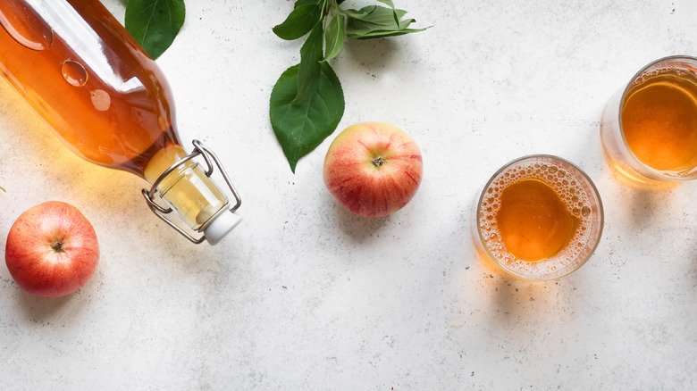apple vinegar shrubs on table