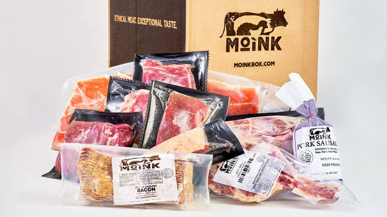 Moink meat products and box