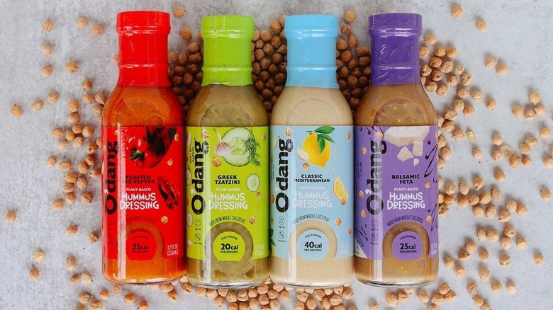 Lineup of O'Dang salad dressings