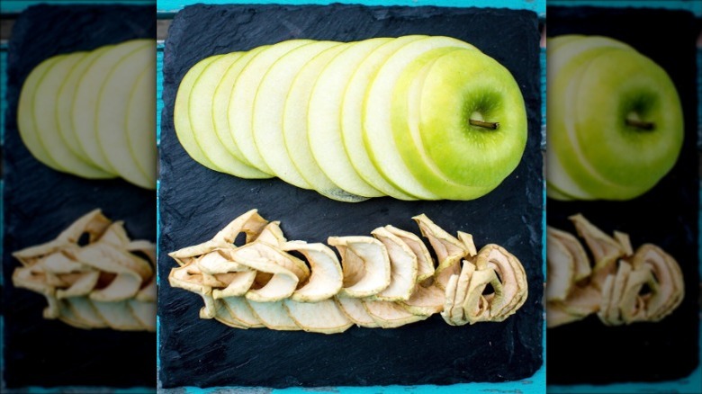 apple cut up into chips