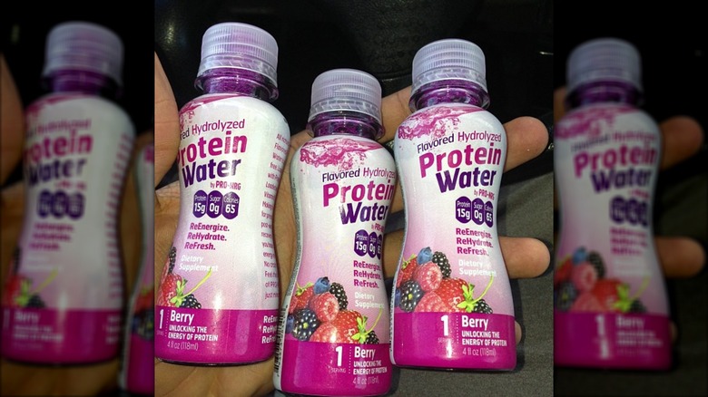 Three bottles of berry flavored Protein Water by Pro-NRG