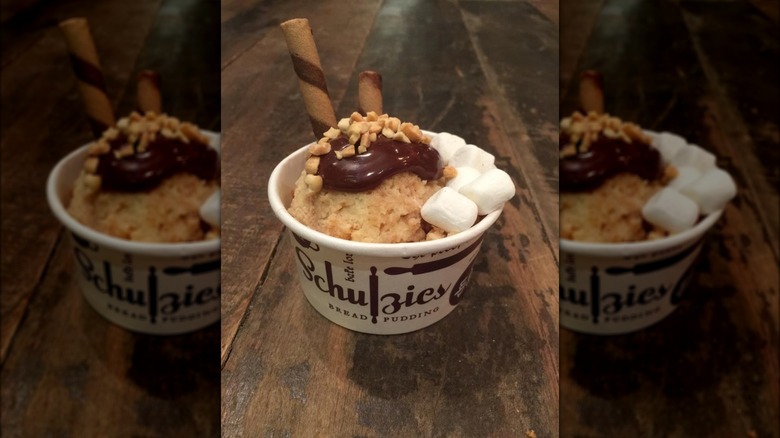 cup of bread pudding from Schulzies Bread Pudding