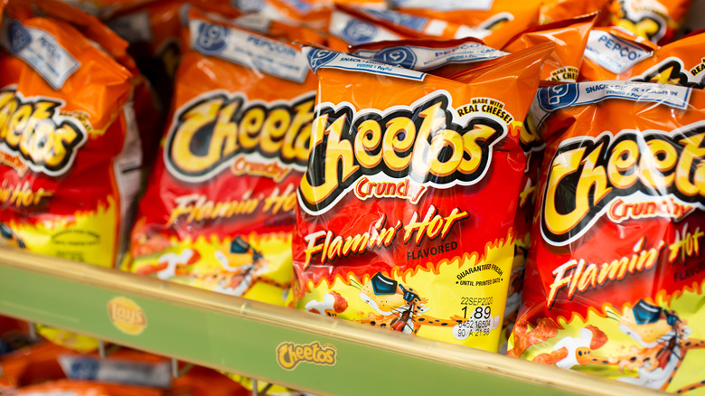 Flamin' Hot Cheetos bags on store shelf