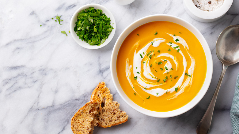 Soup on light background