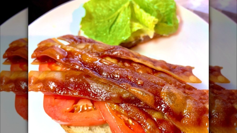 Umaro bacon on an open-faced sandwich 