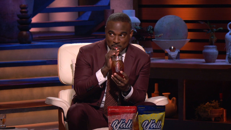 Rashaun Williams drinking Y'all Sweet Tea