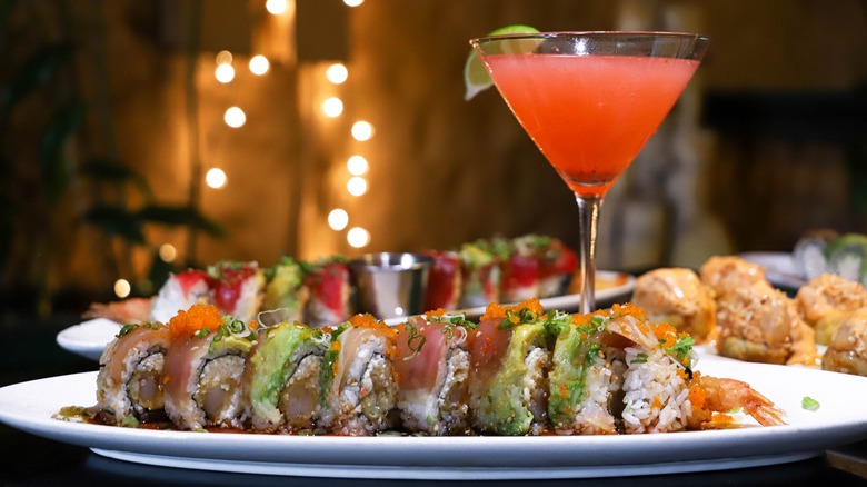 Harney sushi with cocktail