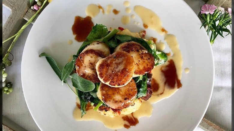 Seared scallops at The Fish Market