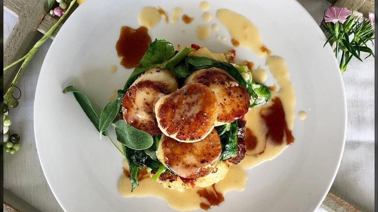 Seared scallops at The Fish Market