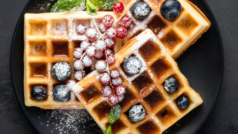 Liege Belgian waffle on plate