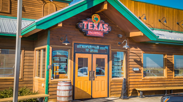 The exterior of a Texas Roadhouse location during the daytime.