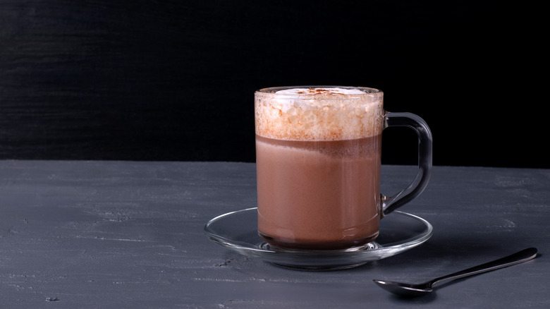 frothy hot cocoa on plate