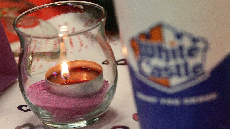 Candle at White Castle Valentine's dinner