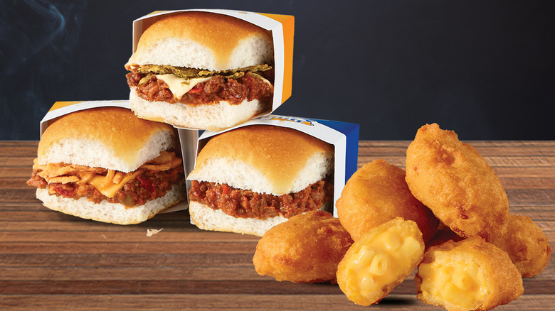 White Castle Sloppy Joes with Mac and Cheese Nibblers