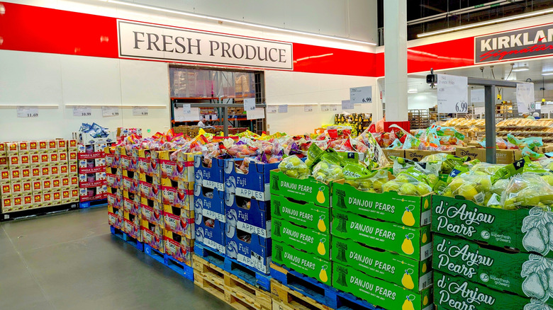 Produce stacked at Costco