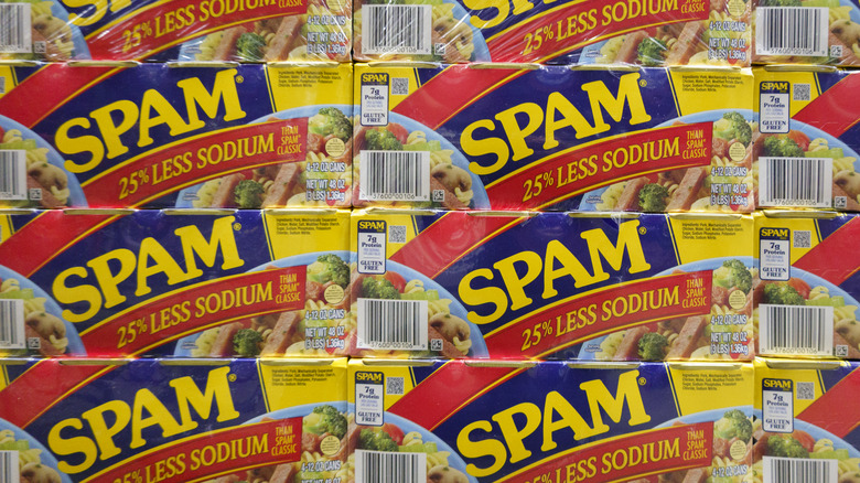 boxes of low sodium spam