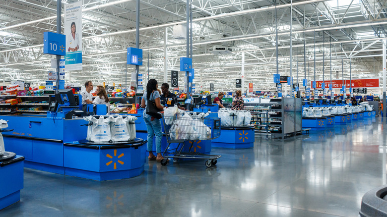 Shoppers purchasing at Walmart