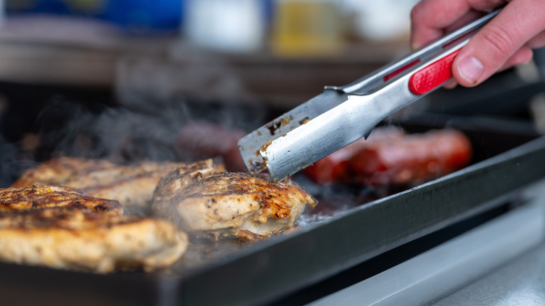 Cooking meats on a Blackstone griddle
