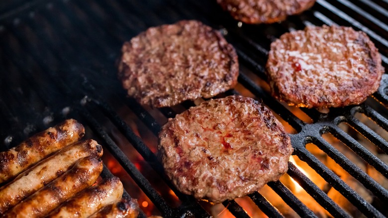 Burgers on charcoal grill
